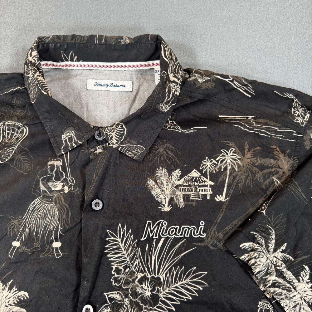 Tommy Bahama MLB Miami Marlins Black Tropical Baseball Hula Shirt XXL
